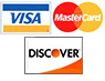 Visa, MasterCard and Discover card accepted